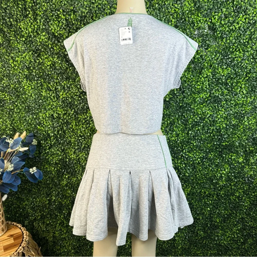 Nwt free people home base set Gray Crop Top and‎ Skirt Set nwt